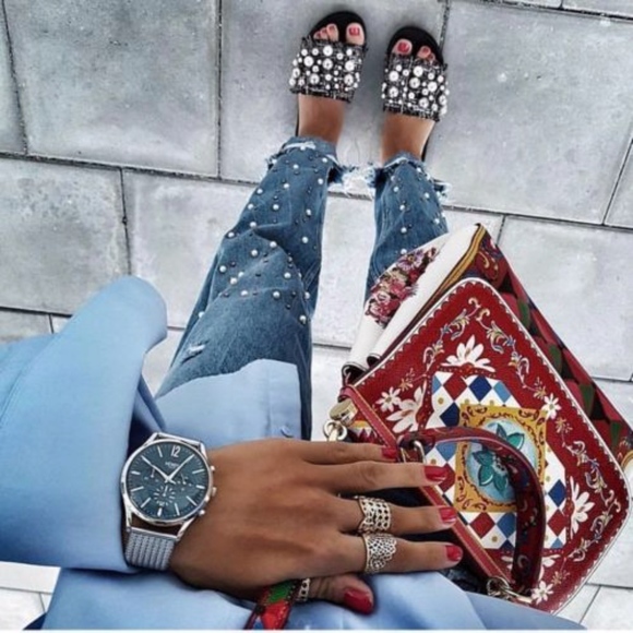 ZARA WOMAN SLIDES WITH PEARLS - Picture 2 of 11